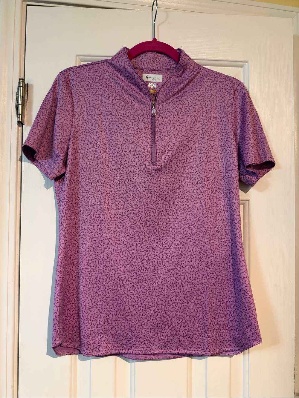 Greg Norman Collection Lavender Purple Short Sleeve Zip Golf Polo